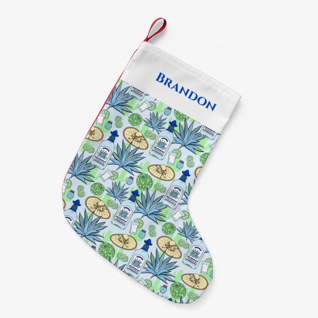 Petite Chaussette De Noël Tequila Drinker Fun Blue Agave Cactus Motif (Devant (Accrochage))