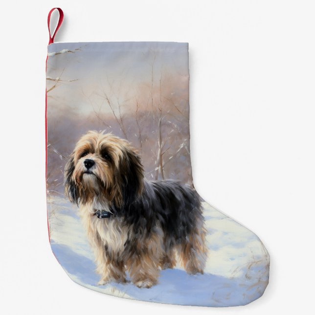 Petite Chaussette De Noël Terrier Tibétain Laissons Il Neige Noël (Devant)