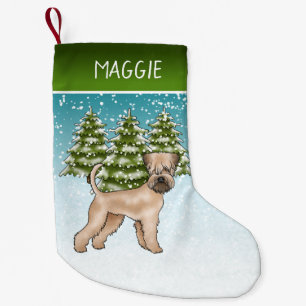 Petite Chaussette De Noël Terrier Wheaten à poil doux Forêt enneigée d'hiver