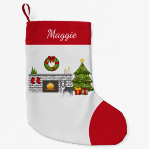 Petite Chaussette De Noël Tervueren Boston Terrier dans une salle de Noël fe