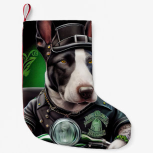 Petite Chaussette De Noël Tervueren Bull Terrier Chien Conduisant Vélo St. P