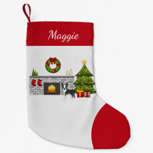 Petite Chaussette De Noël Tervueren noir de Boston dans une salle de Noël fe