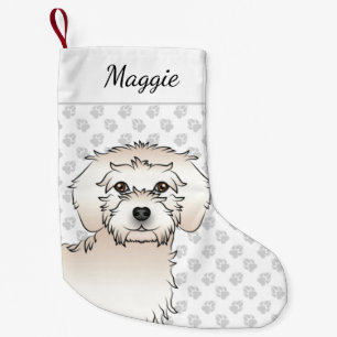 Petite Chaussette De Noël Tête de chien de dessin animé Mini Goldendoodle cr
