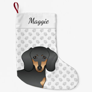 Petite Chaussette De Noël Tête de chien mignonne de Dachshund à poil lisse n