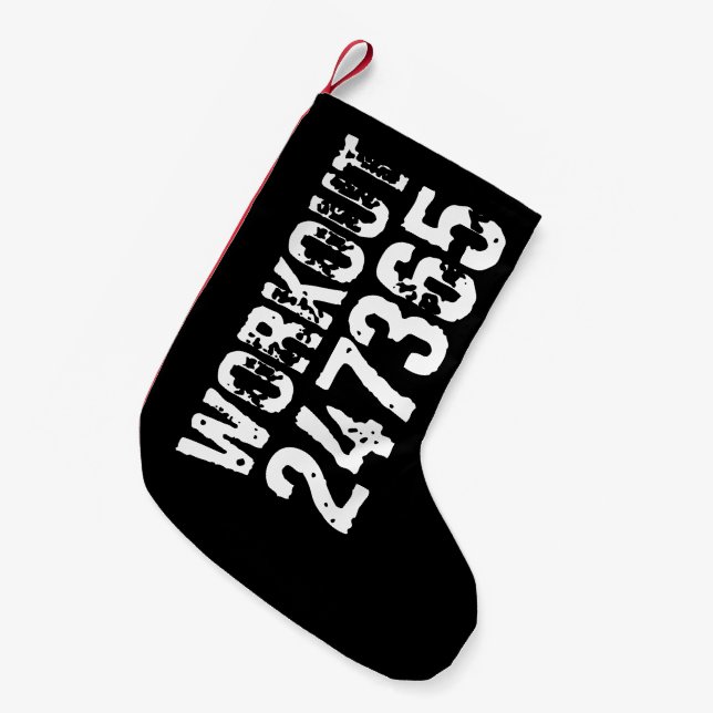 Petite Chaussette De Noël Texte usé et rayé Workout 247365 blanc (Devant (Accrochage))