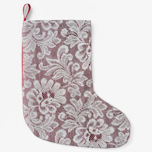 Petite Chaussette De Noël Texture de dentelle d'élégance blanche avec bea