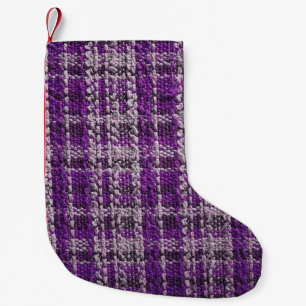 Petite Chaussette De Noël Texture du tissu de tartan violet utile comme supp