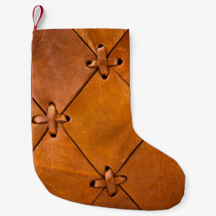 Petite Chaussette De Noël Texture en cuir, détails de selvage naturel.