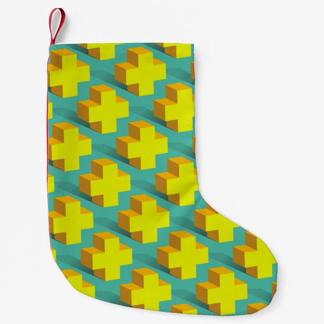 Petite Chaussette De Noël texture géométrique Abstraite des croix jaunes sur (Devant)