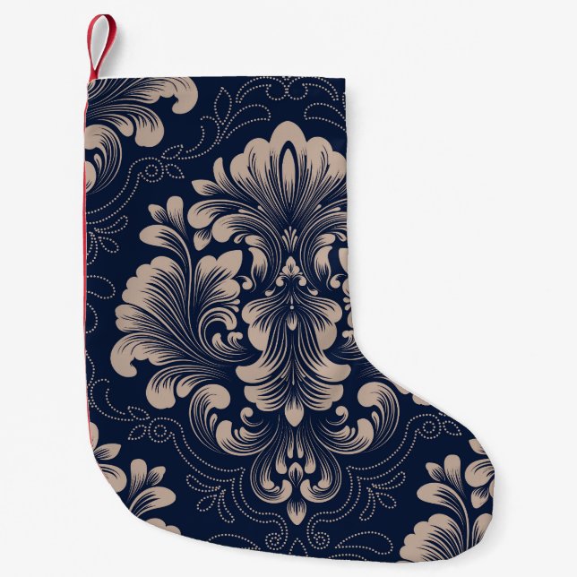 Petite Chaussette De Noël Texture victorienne sans joint Damas classique (Devant)