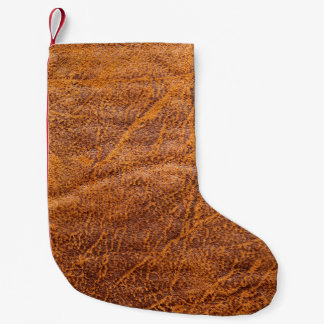Petite Chaussette De Noël Texturetexation en cuir marron naturel, cuir, ski