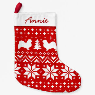 Petite Chaussette De Noël Tibétain espagnol Silhouettes Amoureux des chiens 