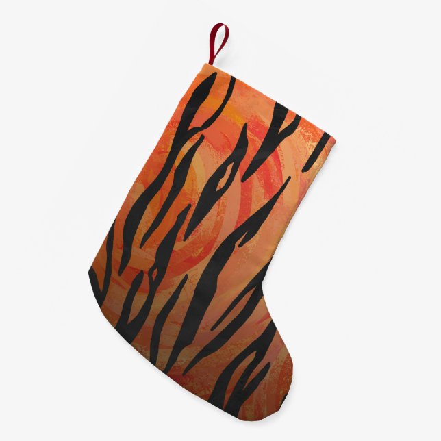 Petite Chaussette De Noël Tiger chaud orange et noir (Devant (Accrochage))