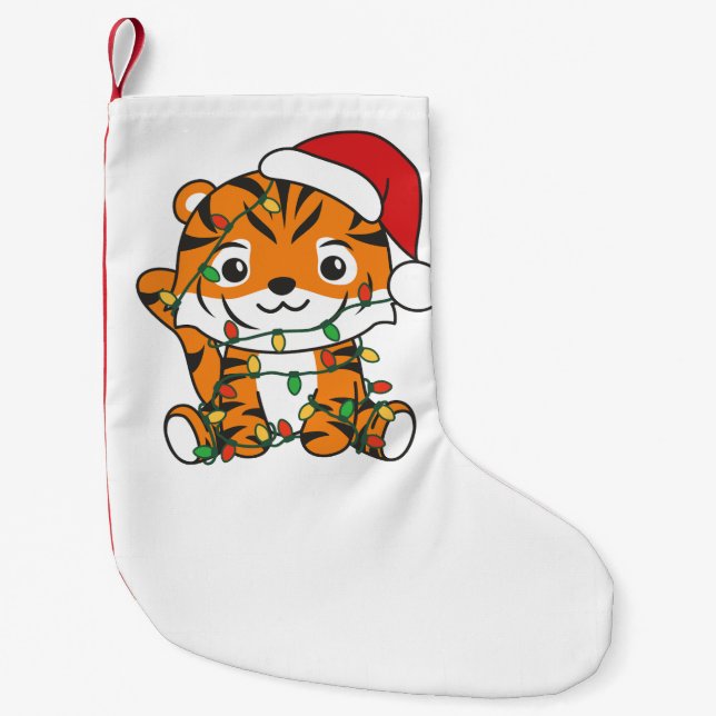 Petite Chaussette De Noël Tiger Noël Animaux d'hiver Tigers de vacances (Devant)