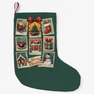 Petite Chaussette De Noël Timbre de Noël Timbre-poste de vacances Rétro Père
