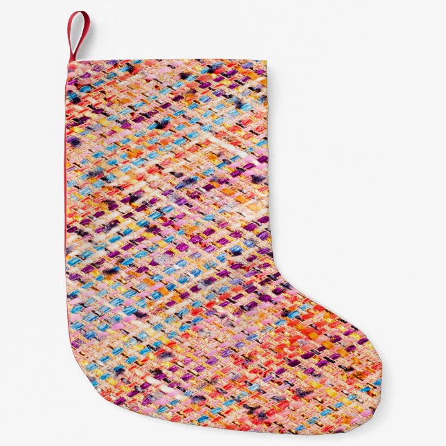 Petite Chaussette De Noël Tissu tissé tisser un fil large (Devant)