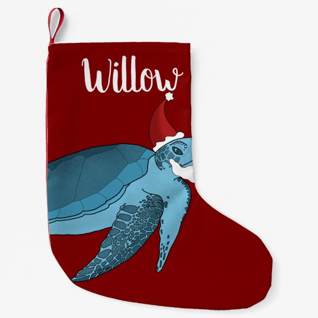 Petite Chaussette De Noël Tortue de mer de Noël (Devant)