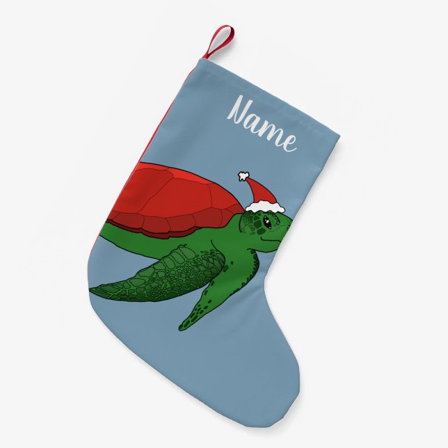 Petite Chaussette De Noël Tortue de mer de Noël (Devant (Accrochage))