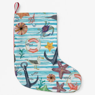 Petite Chaussette De Noël Tortues nautiques Seagul Starfish Motif