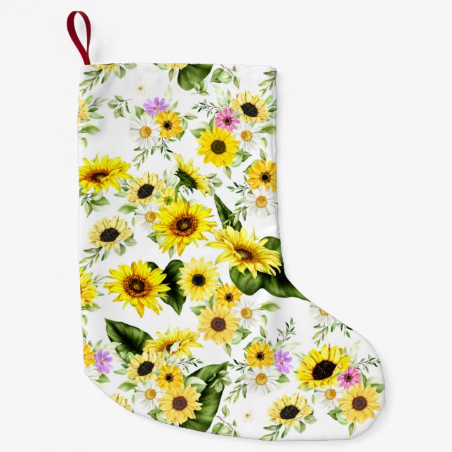 Petite Chaussette De Noël Tournesol d'aquarelle 7 (Devant)