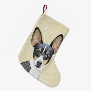 Petite Chaussette De Noël Toy Fox Terrier Peinture - Cute Original Chien Art