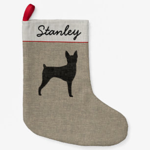 Petite Chaussette De Noël Toy Fox Terrier Silhouette Custom Dog Holiday