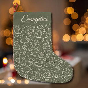 Petite Chaussette De Noël Traditionnel Mignon Noël Vintage Nom Vert
