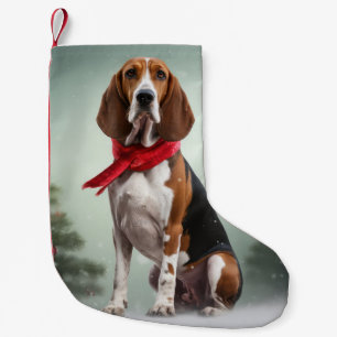 Petite Chaussette De Noël Treeing Walker Coonhound dans la neige à Noël