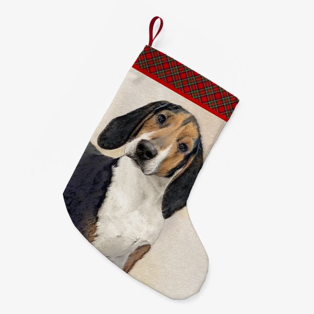 Petite Chaussette De Noël Treeing Walker Coonhound Peinture - Art original (Devant (Accrochage))