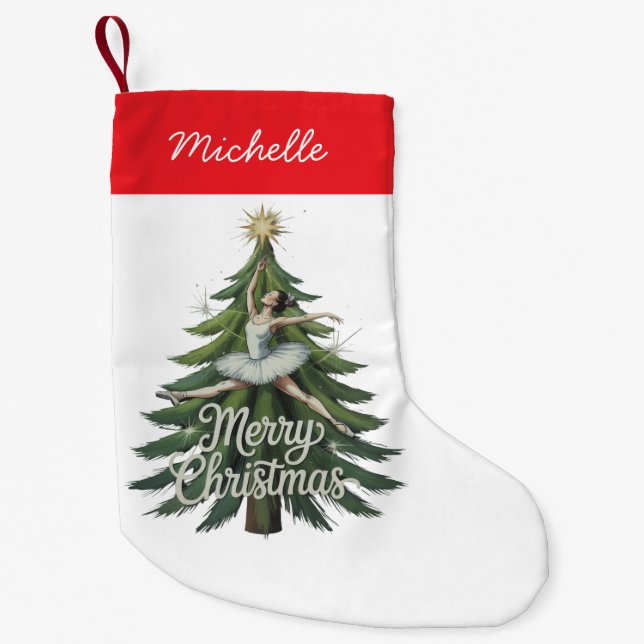 Petite Chaussette De Noël Trendy Personalized Ballerina Christmas Tree  (Devant)