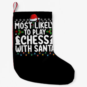 Petite Chaussette De Noël Très Probable De Jouer Aux Échecs Avec Père Noël C