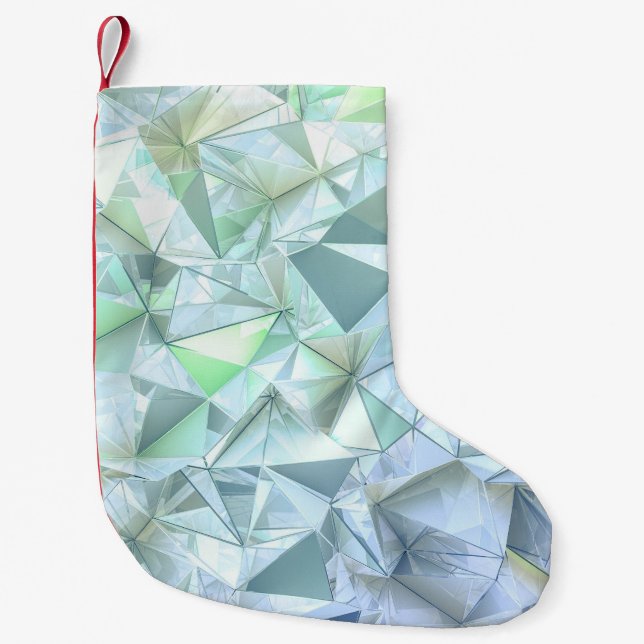 Petite Chaussette De Noël Triangle cristal 3D, rendu illustratif. (Devant)