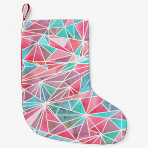 Petite Chaussette De Noël Triangles aquarelle, mosaïque estivale lumineuse.