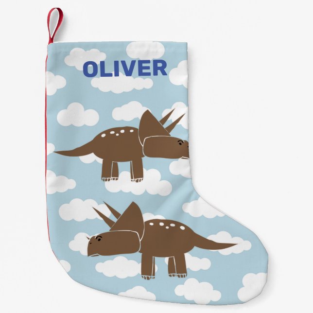 Petite Chaussette De Noël Tricératops Dinosaur customisés (Devant)
