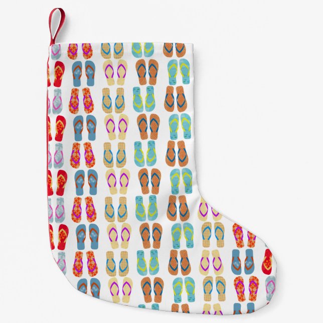 Petite Chaussette De Noël Tropical Christmas Flip Flops Plage Vacances (Devant)