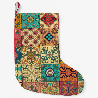 Petite Chaussette De Noël Tuiles portugaises : motif sans couture de style A