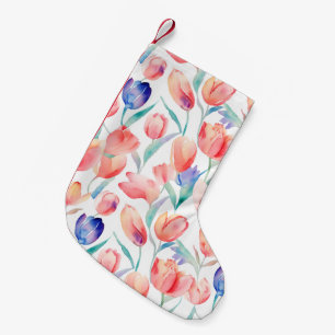 Petite Chaussette De Noël Tulipes d'aquarelle Motif Noël Stocker