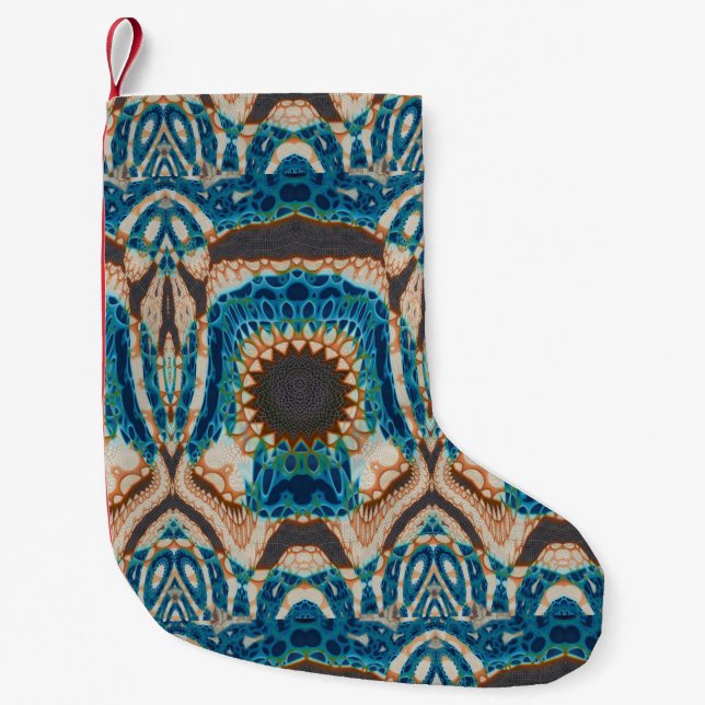 Petite Chaussette De Noël Turquoise Gold Sun Southwestern Art (Devant)