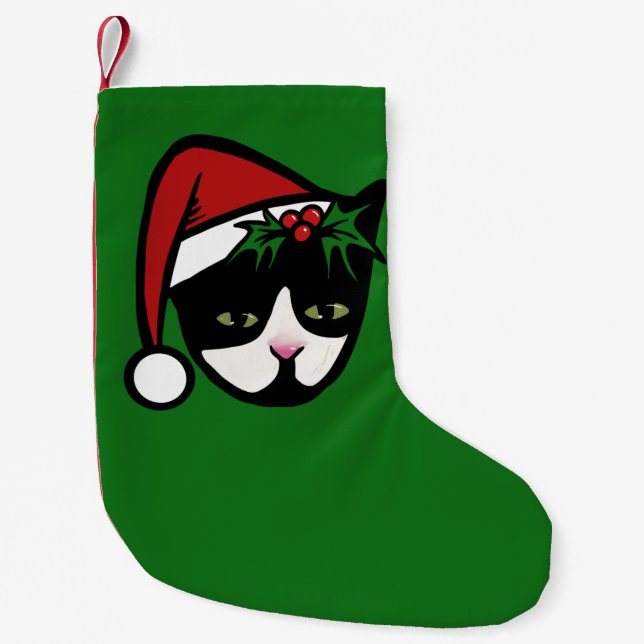 Petite Chaussette De Noël Tuxedo Chat Joyeux Noël (Devant)
