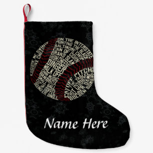 Petite Chaussette De Noël Typographie de baseball personnalisée Stockage de 