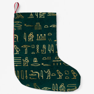 Petite Chaussette De Noël Typographie égyptienne d'or Hiéroglyphes Égypte