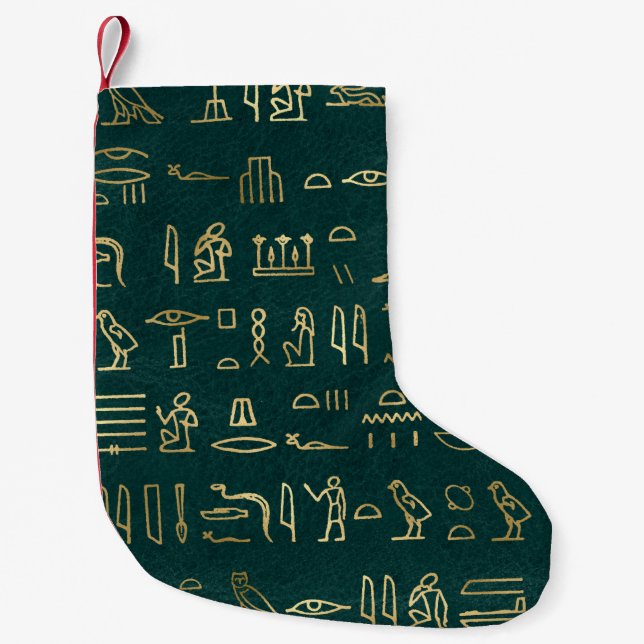 Petite Chaussette De Noël Typographie égyptienne d'or Hiéroglyphes Égypte (Devant)