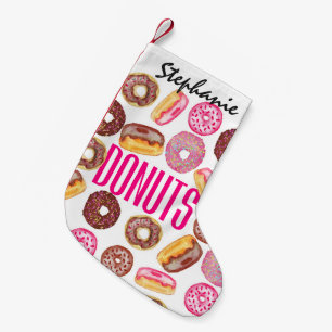 Petite Chaussette De Noël Typographie rose de beignet et butées toriques