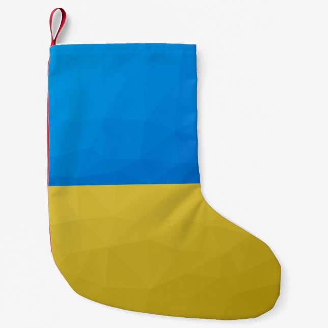 Petite Chaussette De Noël Ukraine drapeau bleu jaune motif maillage géométri (Devant)