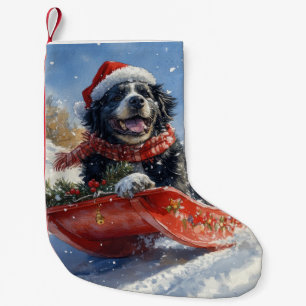 Petite Chaussette De Noël Un chien de Terre-Neuve dans la corniche laissez-l