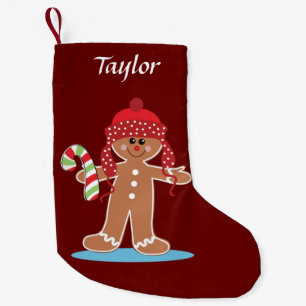 Petite Chaussette De Noël Un homme en pain d'épice avec le sourire