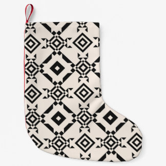 Petite Chaussette De Noël Un ornement ethnique moderne. Blanc noir vintage g