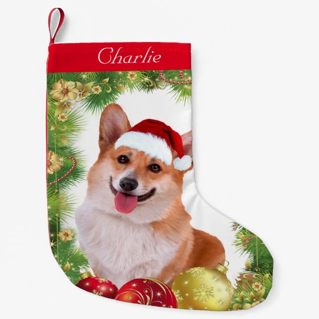 Petite Chaussette De Noël Vacances de corgi (Devant)