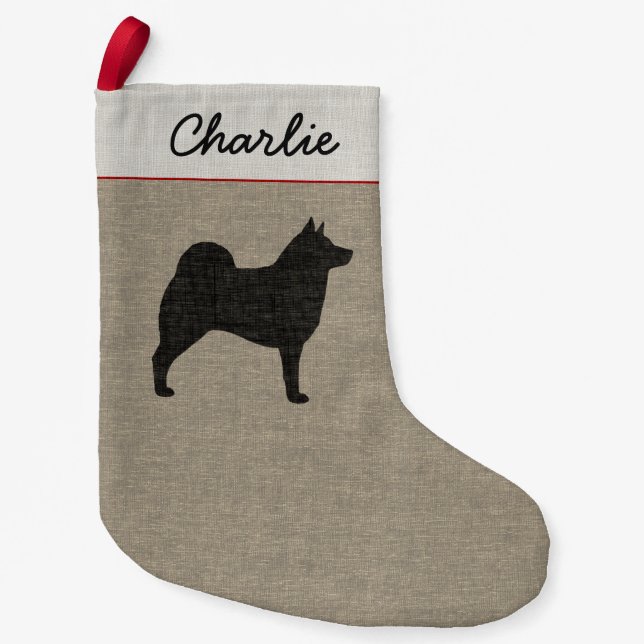 Petite Chaussette De Noël Vacances d'Elkie de silhouette de chien d'Elkhound (Devant)