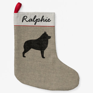 Petite Chaussette De Noël Vacances personnalisées par silhouette de chien d